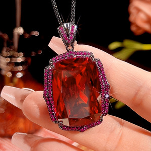 Gioielli di alta gamma, ecologici, in rame placcato <span class=keywords><strong>oro</strong></span> nero, grandi pendenti multicolori con zirconi da 20*28 mm per collane, accessori moda. - Product Image 3