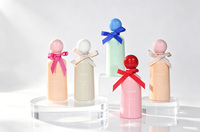 Parfum en flacon rond avec nœud papillon, capuchon mignon en forme de dôme avec ruban, couleur macaron, Eau de Toilette, fabricant OEM sous marque privée