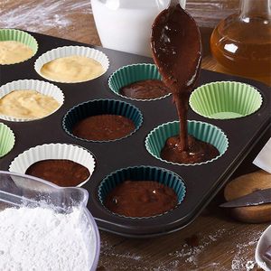 New Reusable <b>Silicone</b> <b>Baking</b> Cups Nonstick Food Grade <b>Silicone</b> Cupcake Liners Heat Resistant Muffins Cup Molds - Product Image 5