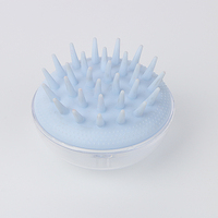 Brosse à shampooing ronde pour le cuir chevelu avec des dents en TPR douces, masseur professionnel du cuir chevelu avec coque transparente en PS