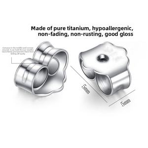 Pendientes de Aleación de Titanio G23, Accesorios para Orejas, Tapones de Titanio Puro, Conectores para Orejas, Joyería DIY para Orejas, Cierre de Mariposa, Oro Rosa - Product Image 3