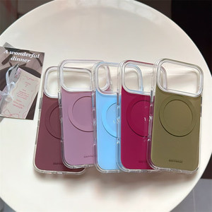 เคสโทรศัพท์แม่เหล็กสองชั้นแบบใสขอบด้านสีพื้นสำหรับ iPhone 18 17 16 15 Pro Max ป้องกันการกระแทก - Product Image 1