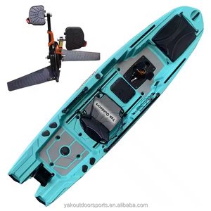 Nuovo Kayak a Pedali da 12 Piedi con Motore, Scafo in PE, Ampi Gavoni per Surf e Pesca Fluviale, Grande Portata da 1 a 3 Persone - Product Image 1