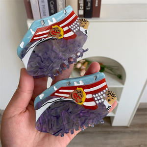 Pinza de pelo de acetato personalizada liberalismo de estilo americano, accesorios para el cabello empalmados de 9,8 cm para mujeres - Product Image 1