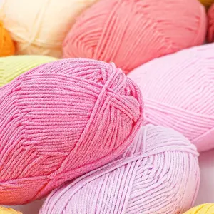 5ply 4ply thân thiện với môi tay đan bông pha trộn sợi Crochet sữa bông Acrylic sợi cho crocheting