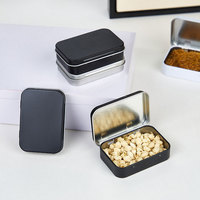 Caja de Almacenamiento Pequeña de Hojalata de Una Pieza con Tapa Abatible para Collares, Accesorios, Alimentos, Dulces, Chocolate, Memorias USB, Anillos, Pendientes