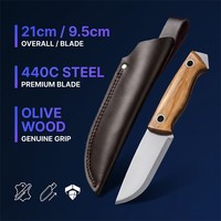Couteau de chasse à lame fixe Full Tang, manche en bois, brise-vitre, outil tactique de survie pour le camping en extérieur