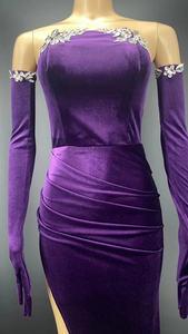 NOVANCE Y2279 abiti primaverili per le donne 2022 senza spalline di cristallo viola abito formale sirena abito da sera da ballo - Product Image 5