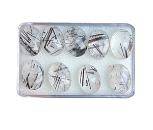 Top Grade đen Rutilated thạch anh Loose đá quý tự nhiên <span class=keywords><strong>Rose</strong></span> cut Slice oval Pear Shape cho đồ trang sức sang trọng thay đổi màu sắc quang học - Product Image 1