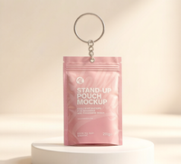 En gros, mini pochette stand-up personnalisée en aluminium refermable avec porte-clés, sac d'emballage vierge, porte-clés breloque pour cadeau souvenir