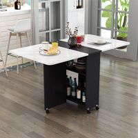 Petite table à manger pliante rectangulaire multifonctionnelle à roulettes pour usage domestique