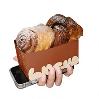 Boîte à gâteaux, donuts, biscuits et desserts personnalisée en relief, style INS, de qualité alimentaire, avec poignée, pour vente à emporter, également adaptée aux chewing-gums