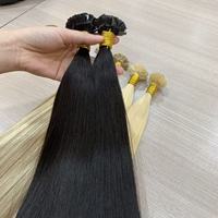 Extensions de cheveux humains vietnamiens 100% bruts, alignés sur la cuticule, couleur blonde ombrée brune, pointes plates et pointes en K, kératine