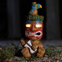 Statue Tiki en résine solaire peinte à la main yeux brillants et Toucan Top Holiday Garden Outdoor Decor