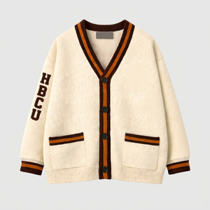 Cardigan universitaire personnalisé HBCU |   Pull sans manches en tricot boutonné sur le devant |   Polyester/Coton Solide Écologique High Street - Product Image 1
