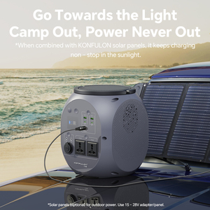 Station d'alimentation portable unique de 600 W, compatible AC/DC, avec charge sans fil et lampe torche pour activités de plein air - Product Image 4