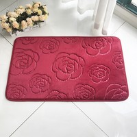 Tapis de salle de bain en polyester absorbant à séchage rapide, lavable à la main, motif rose, pour lavabo, salle à manger et balcon, antidérapant
