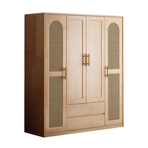 Armario de Madera Maciza de Tres Puertas, Gran Capacidad, Estilo Vintage para Dormitorio, Uso Doméstico - Product Image 3