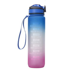 Bouteille d'eau sport givrée de 1000 ml grande capacité en plastique avec logo personnalisé – Gourde de motivation pour le sport - Product Image 2