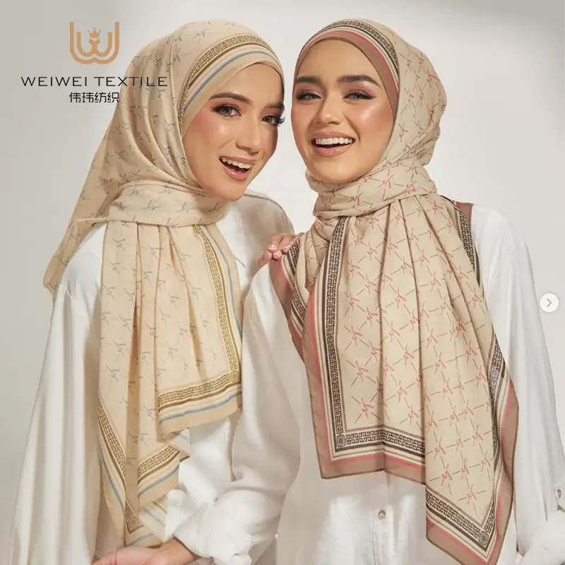 Vente en gros de robe ethnique imprimée sur mesure Foulard Voile de coton Hijab pour femmes musulmanes autres écharpes