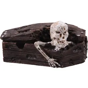 Aksesori Produk Salib Desa Polyresin Set Patung Kecil Halloween Ghtly Coffins, 0.87 Inci, Banyak Warna