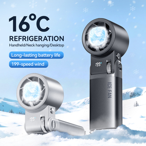 <span class=keywords><strong>Ventilateur</strong></span> portatif turbo de qualité aéronautique 16 ° <span class=keywords><strong>Ventilateur</strong></span> portable C Ice Cooling 199 vitesses, batterie 6000 mAh, <span class=keywords><strong>avec</strong></span> écran numérique et lampe torche - Product Image 1