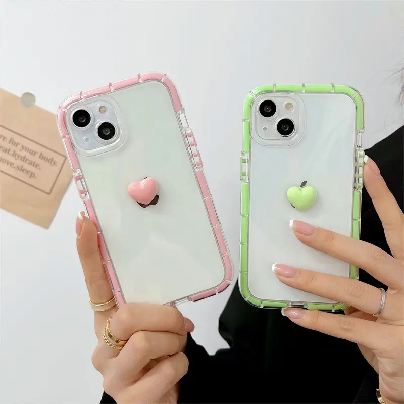 for iphone11 heart case with 3d clear bumper design ,for iphone 13 luminous case
