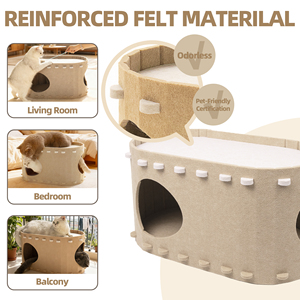 Filz-Katzenhöhle Bett Indoor-Tierhaus Maßgefertigte Katzenhöhle für Katzen mit Tiermuster Kratz- und Versteckmöglichkeiten Geschlossen - Product Image 3