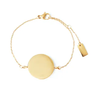 Wholesale Custom Non Tarnish Circle Coin Disc Bracelet Stainless Steel Adjustable Blank Bracelet For Women Jewelry