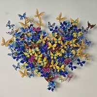 Décoration murale en acier inoxydable rose Art Déco créative, sculpture de papillon, 90x105cm, décoration intérieure pour la maison et le bureau