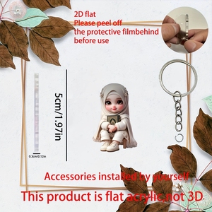 Portachiavi 2D piatto in acrilico con dea mediorientale e foglie ispirate alla <span class=keywords><strong>natura</strong></span>, ideale per interni auto, decorazioni per la casa, regalo unico - Product Image 3