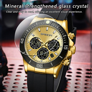 SANDA 6192 Dual‑Display Multifunctional Electronic Watch Multi‑Time Zones Luminous Sports Waterproof Silicone Strap Wristwatch - Product Image 6