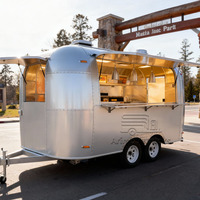 Food Truck Rétro Haut de Gamme avec Étage pour Tacos, Frites, Pommes de Terre Grillées et Poulet Rôti