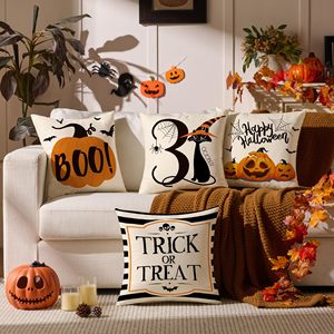 Fodera per cuscino in poliestere con stampa a tema Halloween, gatto nero e cappello da strega di ottobre - Product Image 4