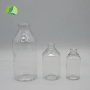 Botella de vacuna de Medicina Veterinaria PET transparente 50ml 100ml 300ml 500ml tamaños con impresión de logotipo almacenamiento de líquidos corporales de plástico