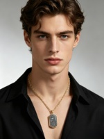 Collier de luxe pour homme en acier inoxydable 316L avec pendentif en pierre naturelle incrustée, chaîne en marbre, bijoux, fabrication directe OEM