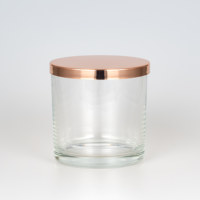Couvercle de bougie en métal or rose brillant avec logo personnalisé en fer avec joint d'étanchéité en silicone pour la fabrication de bougies