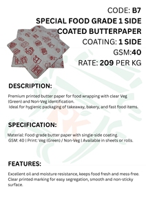 <b>Printed</b> Food Grade Butter Paper Single Side Coated Greaseproof Paper for Food Wrapping Bakery <b>Packaging</b> and Takeaway Use - Product Image 4