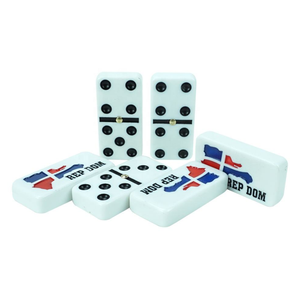 <span class=keywords><strong>Dominos</strong></span> gravés fabriqués par le fabricant, point de départ Porto Rico, <span class=keywords><strong>drapeau</strong></span> dominicain, double six, mélamine écologique, boîte de couleur - Product Image 4