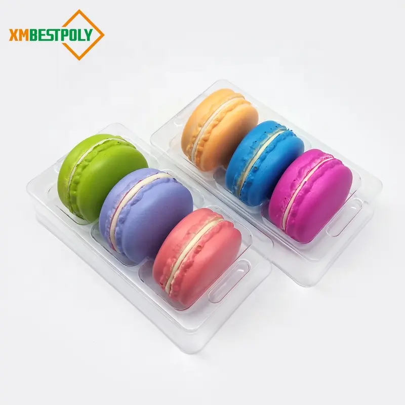 plastic tray blister packaging for food 3 macaron tray
