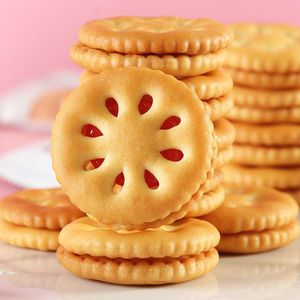 Venta al por mayor <span class=keywords><strong>Jam</strong></span> Cracker Fresa Sandwich Galletas Halal Galleta Sabor 3 Piezas Mermelada Sandwich Galleta Dulce Mermelada Centro Relleno - Product Image 2