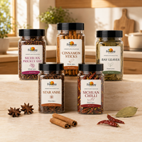 Set de Regalo de Especias para Venta al por Menor, 5 Frascos de Anís Estrellado, Varillas de Canela, Pimienta de Sichuan, Chile Seco y Hojas de Laurel para Distribuidores Mayoristas