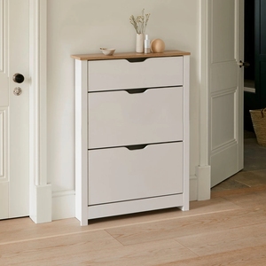Zapatero Moderno de Madera Blanca con 2 Cajones Abatibles <span class=keywords><strong>para</strong></span> Almacenamiento de <span class=keywords><strong>Zapatos</strong></span> en la <span class=keywords><strong>Entrada</strong></span>, <span class=keywords><strong>para</strong></span> Uso en el Hogar y Hoteles - Product Image 6