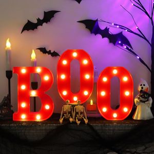 ไฟตกแต่งฮาโลวีน พลาสติก LED ตัวอักษรเรืองแสง BOO ป้ายปาร์ตี้สุดหลอน ไฟประดับตกแต่งสำหรับเทศกาล ใช้พลังงานจากแบตเตอรี่ - Product Image 1