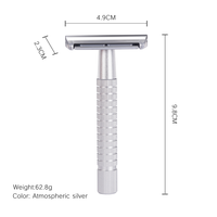 Rasoir de sécurité classique à double tranchant pour le soin masculin, avec lames en acier inoxydable et construction en alliage de zinc