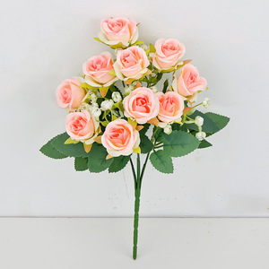 Fiori di mare 10 teste di eucalipto rosa seta artificiale Bouquet fatto a mano realistico morbido Versatile per la festa della mamma decorazione per la festa della mamma - Product Image 6