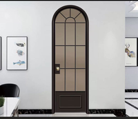 Porte coulissante double style rétro français personnalisé cloison de cuisine en verre arqué moderne avec store enrouleur pour les magasins de centres commerciaux