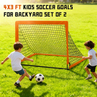 Ensemble de buts de football portables en gros pour enfants et adultes, filet d'entraînement pliable avec accessoires de ballon, orange, en nylon et fibre de verre