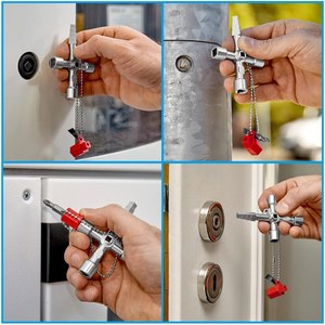 Set di Attrezzi 4 in 1 con Chiave a Brugola Argentata, Cacciavite a Triangolo e Quadrangolo per Quadri Elettrici e Valvole di Ascensori - Product Image 5