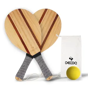 Ensemble de raquettes de tennis en bois personnalisées professionnelles OEM Raquettes de tennis de plage en bois de haute qualité avec sac